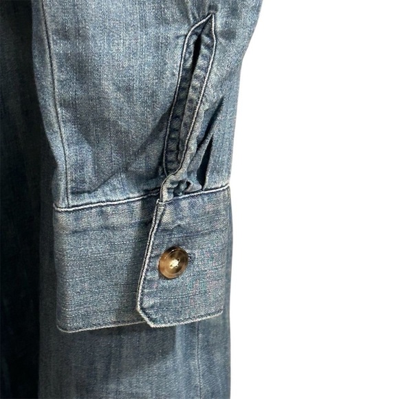 Ann Taylor LOFT Women's M Blue Denim Long Sleeve Tunic Dress Short Side Pockets - Picture 9 of 16